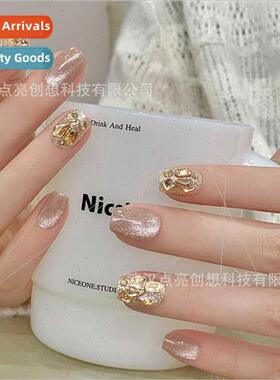 new wear nail champagne crushed diamonds cat eye manicure ic