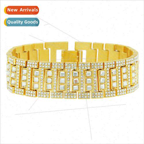 Europe hip-hop punk diamonds men wide bracelet influx nightc