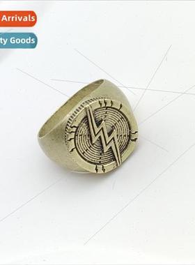 Flash ring movie superhero  bronze fashion lightning logo ri
