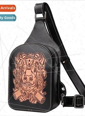 Vegetable Taurus Leather Sculpture Men Chest Bag Shoulder  S