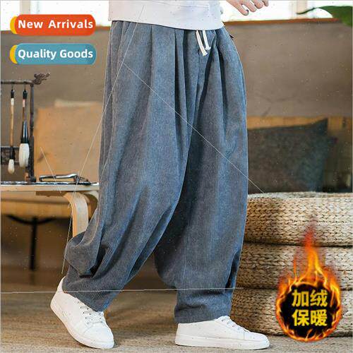 Autumn winter new men solid color Chinese wind corduroy padd