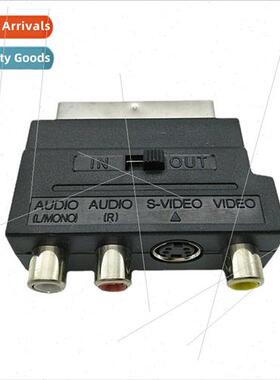 21PIN SCART Male to 3RCA Female S-VIDEO Adapter wh IN/OUT Sw