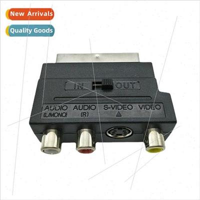 21PIN SCART Male to 3RCA Female S-VIDEO Adapter wh IN/OUT Sw