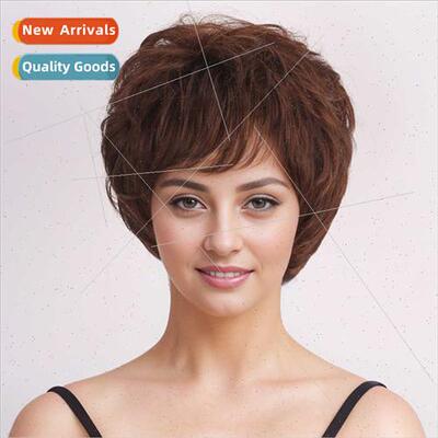 Europe wig female middle-aged fluffy short curly hair chemic