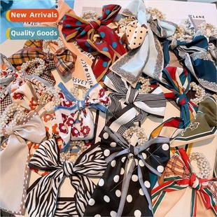 vintage French female Scarf silk band tied printed hair