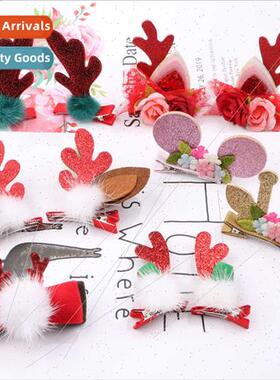 Christmas clip antlers mink hairpin top clip girls ear hairp