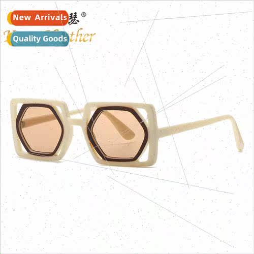 New diamond hollow sunglasses 9199 Europe Square Frame femal