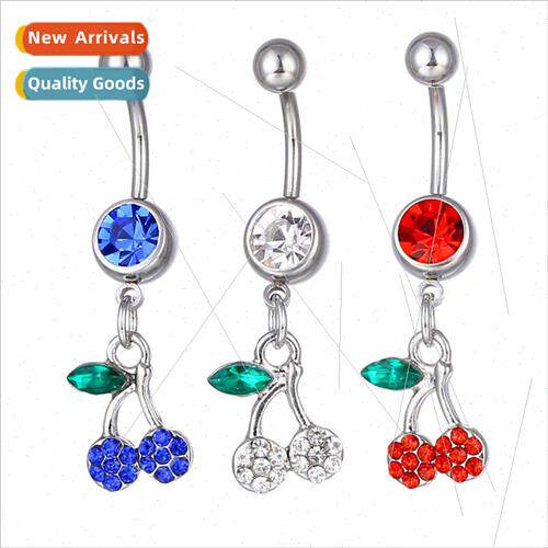 Piercing Jewelry Europe Diamond Encrusted Fru Cherry Belly B