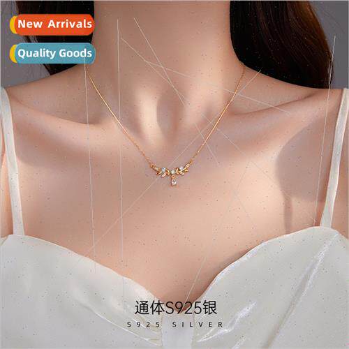 S925 silver niche wheat zirconia flower branch water drop ne