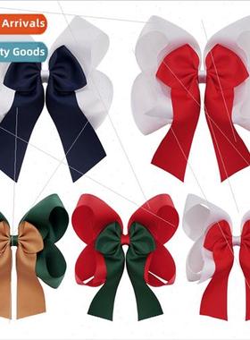 Europe 6inch Christmas double layer big bow hairpin girls ho
