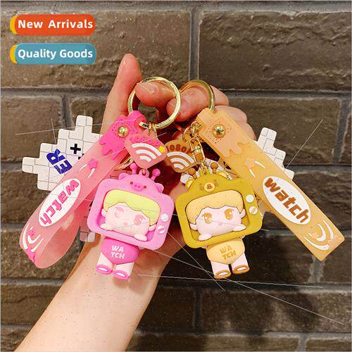 Cute pet TV car charm soft plastic doll doll keychain school