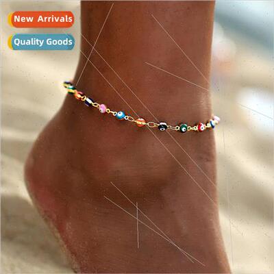 Europe bohemian beach anklet female simple colorful devil ey