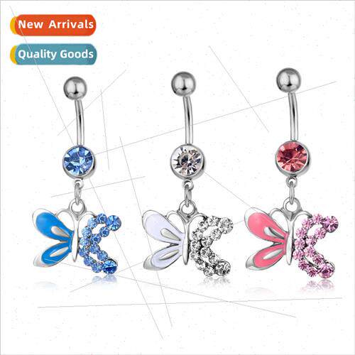Europe Fashion Piercing Jewelry Diamond Butterfly Belly Butt