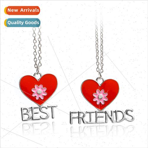 Europe best friend Love heart oil drip set necklace girlfrie