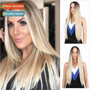 Temperature Cover Long Chemi Head High Gradient Brown Wig