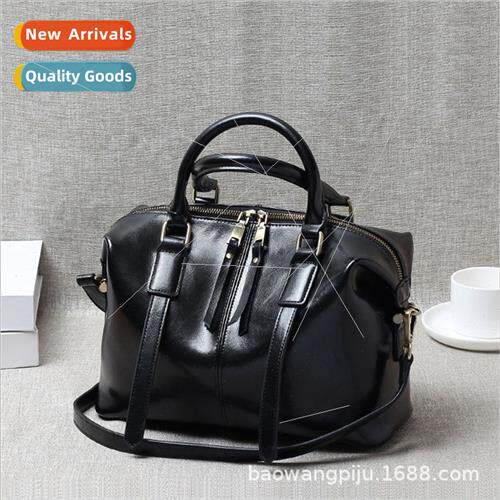 new fall winter handheld retro Europe cowhide Boston women b