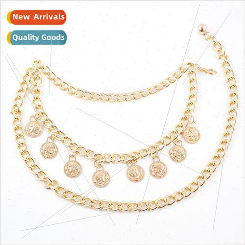 Europe Queen Head Decoration Metal Waist Chain Women Elastic