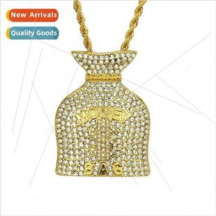 wealth dollar men necklace pendant diamonds bag New money