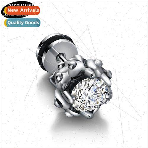 Tanium steel -allergenic crown zirconia earrings stainless s