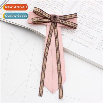 Plaid Accessories Women Lapel Flower Spring New Bow Tie Flut