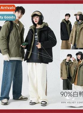 High- new fake twoPCS down jacket boys hooded American color