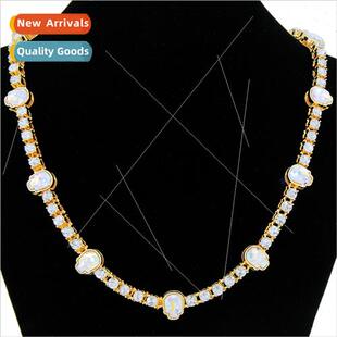 Hipster colorful skull rhinestone row diamond splicing neckl