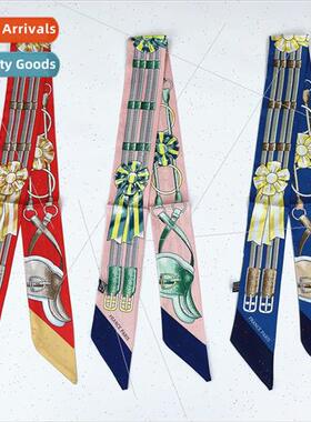 2022 new small silk scarf hair bfemale spring autumn thin ti