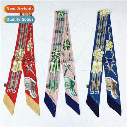 2022 new small silk scarf hair bfemale spring autumn thin ti