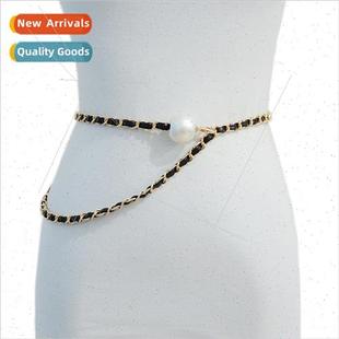 Decoration Corset Large Women Pearl Casual Round Buckle Belt