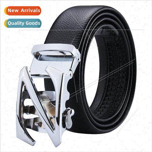Automatic Buckle Men Belt Mens Trouser Belt Wrap Lychee Patt