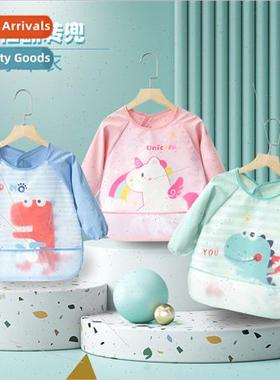 Childrens long-sleeved waterproof coveralls eating anti-dirt