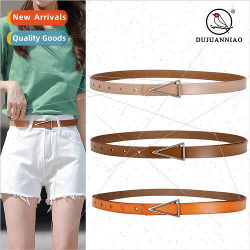 Triangle leather women belt ladies cowhide leather belt deco