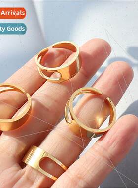French chic opening -adjustable ring tanium steel plated fin