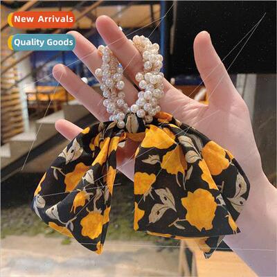 Flower flutter leather band bow headdress girl hair band Kor