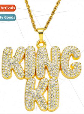 Fashion mple Diamonds Double Row Letters Pendant Cuban Neckl