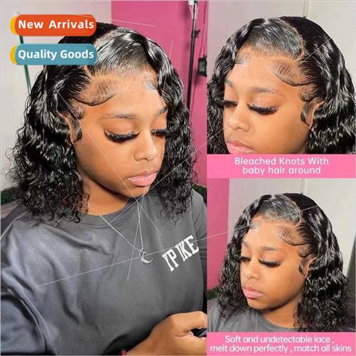 Wigs Europe Women Front Lace Wig Sets Black Small Curly Chem