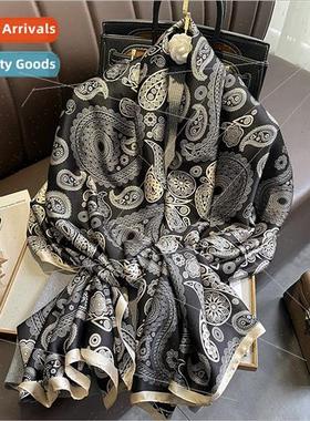 2023 Cashew Flower New lk Satin Vintage lk Scarf Spring/Summ