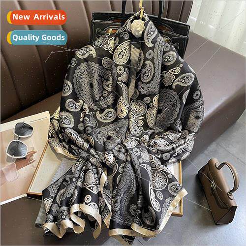 2023 Cashew Flower New lk Satin Vintage lk Scarf Spring/Summ