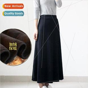 2022 half-body skirt women fall winter Korean padded thicken