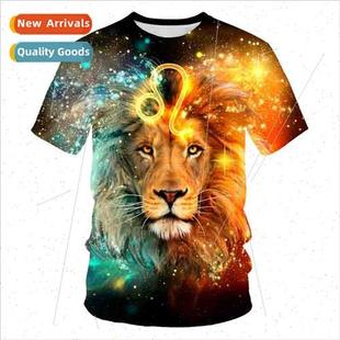 Printed Mens T-Shirt on Tiger 3D Digital Printing Short Slee