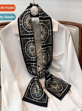 2021 Spring Autumn new fashion thin narrow long silk scarf w