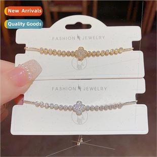 Shiny Zirconia Quafoil Delicate Bracelet Super Flower mple