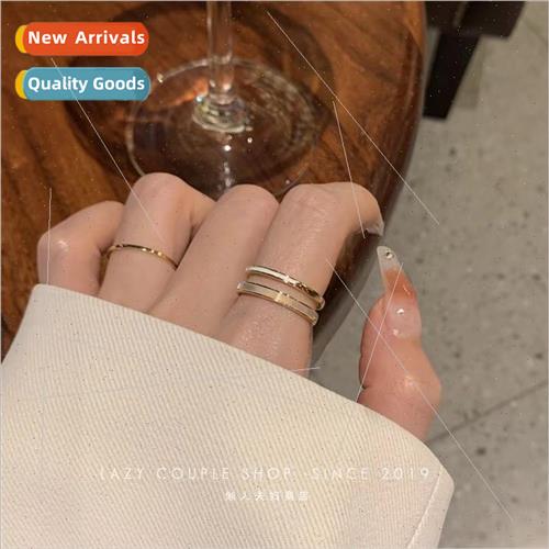 Show hthin double vein circle ring female ins niche open fin