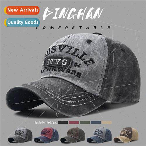 New washed do old letters embroidered duck tongue cap tide m