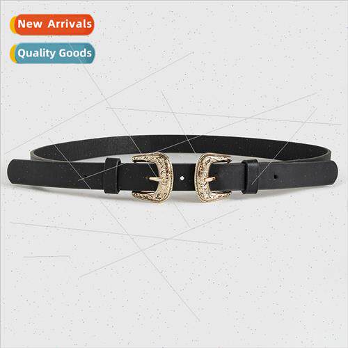 Women double buckle carved buckle head fine hundred ladies i