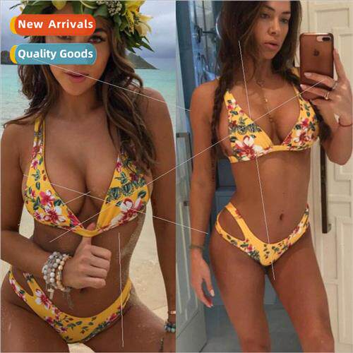 Europe Swimwear Posioning Print Two Piece Bikini 19C268