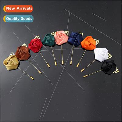 Fashion Red Gold Leaf Rose Flower Men Brooch Wedding Su Ches