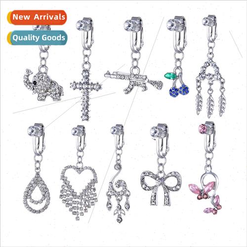New heart-shaped variety free piercing fake belly button rin