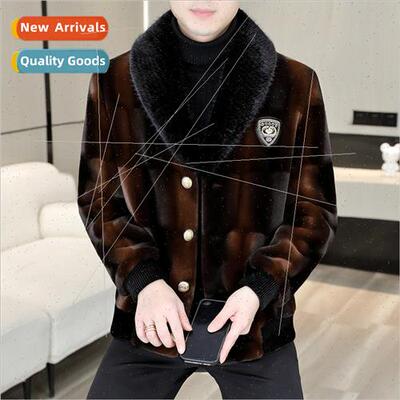 Men lapel mink jacket men winter nd youth fur one hooded cot