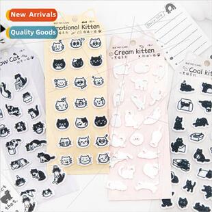 Felt stickers small black cat series cute hand-painted carto